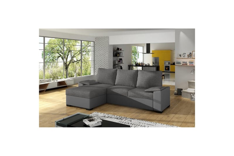 Sofa med chaiselong Eltap Letto 245x160x90 cm - Sawana 05, Soft 29, Grå - Møbler - Sofaer - Sovesofaer