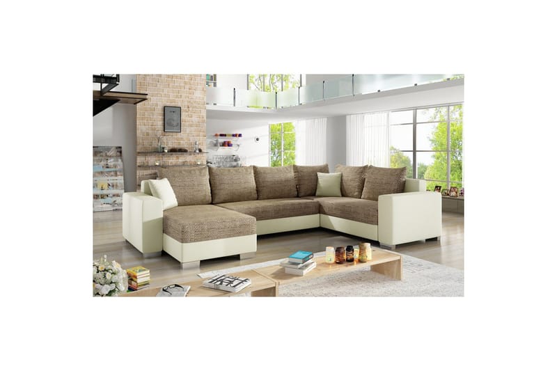 Sofa med chaiselong Eltap Marco 312x210x92 cm, Berlin 03, Blød 33, Beige, Venstre