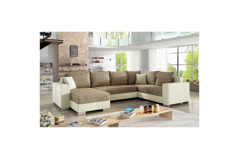 Sofa med chaiselong Eltap Marco 312x210x92 cm - Berlin 03, Blød 33, Beige, Venstre - Møbler - Sofaer - Sovesofaer