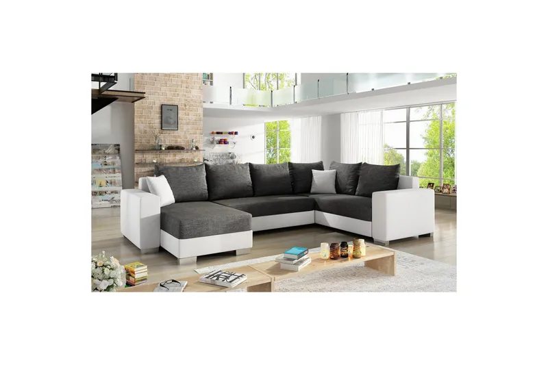 Sofa med chaiselong Eltap Marco 312x210x92 cm, Sawana 05, Soft 17, Grå, Hvid, Venstre