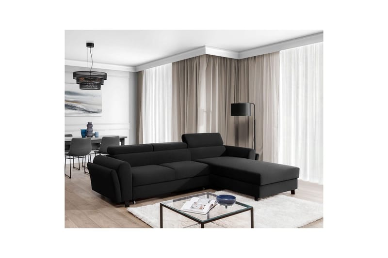 Sofa med chaiselong Eltap Mariall 288x200x92 cm - Inari 96, Mørkegrå, Højre - Møbler - Sofaer - Sovesofaer