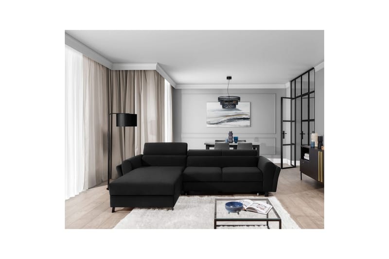 Sofa med chaiselong Eltap Mariall 288x200x92 cm - Inari 96, Mørkegrå, Venstre - Møbler - Sofaer - Sovesofaer