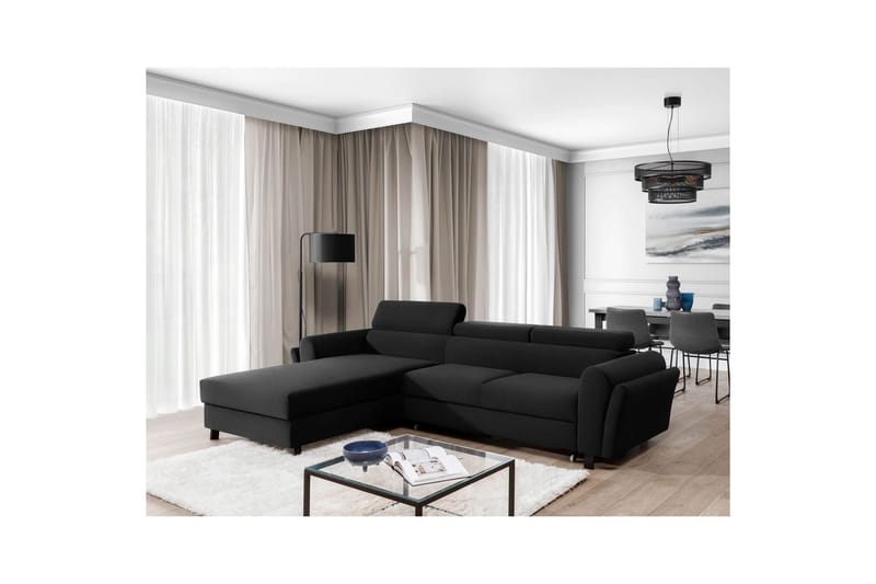 Sofa med chaiselong Eltap Mariall 288x200x92 cm - Inari 96, Mørkegrå, Venstre - Møbler - Sofaer - Sovesofaer