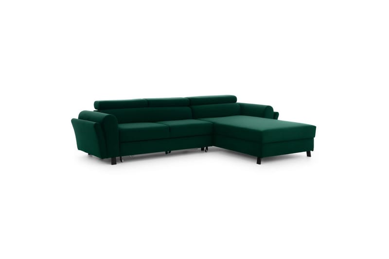 Sofa med chaiselong Eltap Mariall 288x200x92 cm - Kronos 19, Mørkegrøn, Højre - Møbler - Sofaer - Sovesofaer