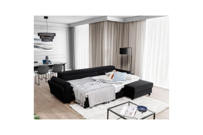 Sofa med chaiselong Eltap Mariall 288x200x92 cm - Mat Velvet 99, Blå, Højre - Møbler - Sofaer - Sovesofaer