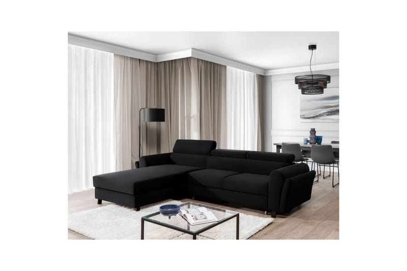 Sofa med chaiselong Eltap Mariall 288x200x92 cm - Mat Velvet 99, Blå, Venstre - Møbler - Sofaer - Sovesofaer