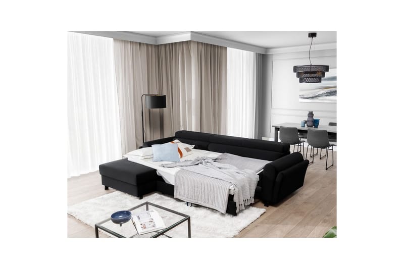 Sofa med chaiselong Eltap Mariall 288x200x92 cm - Mat Velvet 99, Blå, Venstre - Møbler - Sofaer - Sovesofaer