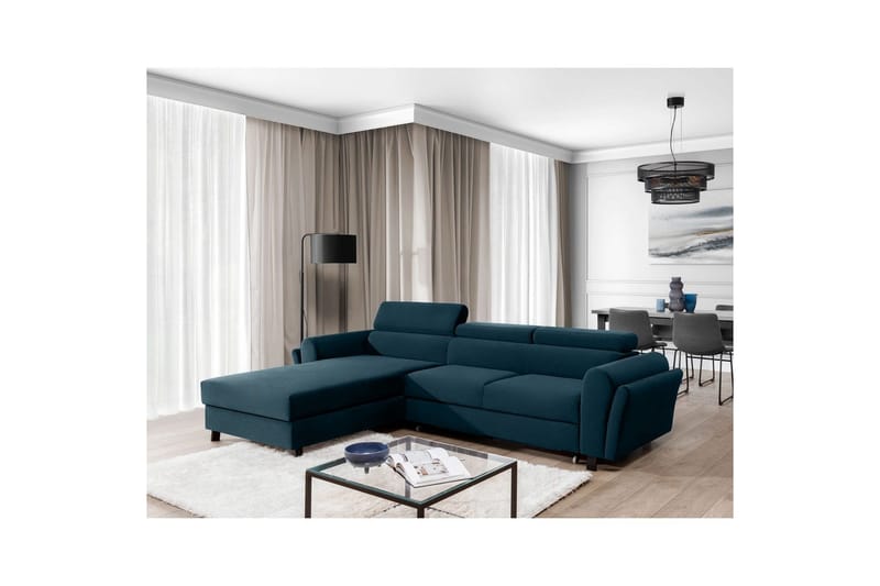 Sofa med chaiselong Eltap Mariall 288x200x92 cm - Monolith 77, Blå, Venstre - Møbler - Sofaer - Sovesofaer