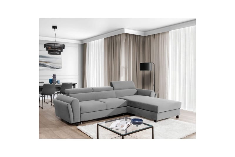 Sofa med chaiselong Eltap Mariall 288x200x92 cm - Monolith 84, Lysegrå, Højre - Møbler - Sofaer - Sovesofaer