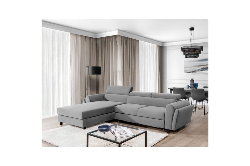 Sofa med chaiselong Eltap Mariall 288x200x92 cm - Monolith 84, Lysegrå, Venstre - Møbler - Sofaer - Sovesofaer