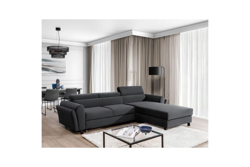 Sofa med chaiselong Eltap Mariall 288x200x92 cm - Monolith 97, Mørkegrå, Højre - Møbler - Sofaer - Sovesofaer
