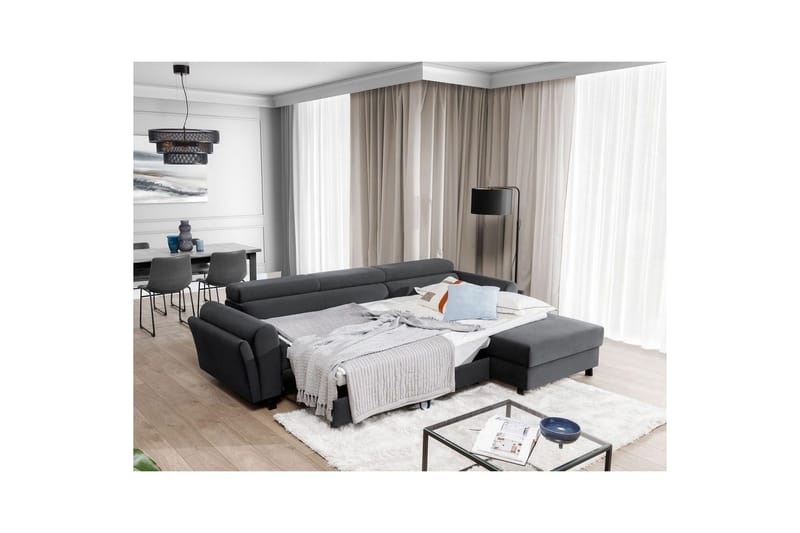 Sofa med chaiselong Eltap Mariall 288x200x92 cm - Monolith 97, Mørkegrå, Højre - Møbler - Sofaer - Sovesofaer