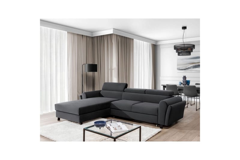 Sofa med chaiselong Eltap Mariall 288x200x92 cm - Monolith 97, Mørkegrå, Venstre - Møbler - Sofaer - Sovesofaer