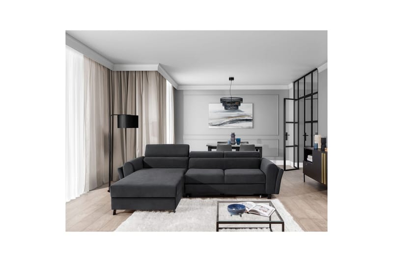 Sofa med chaiselong Eltap Mariall 288x200x92 cm - Monolith 97, Mørkegrå, Venstre - Møbler - Sofaer - Sovesofaer