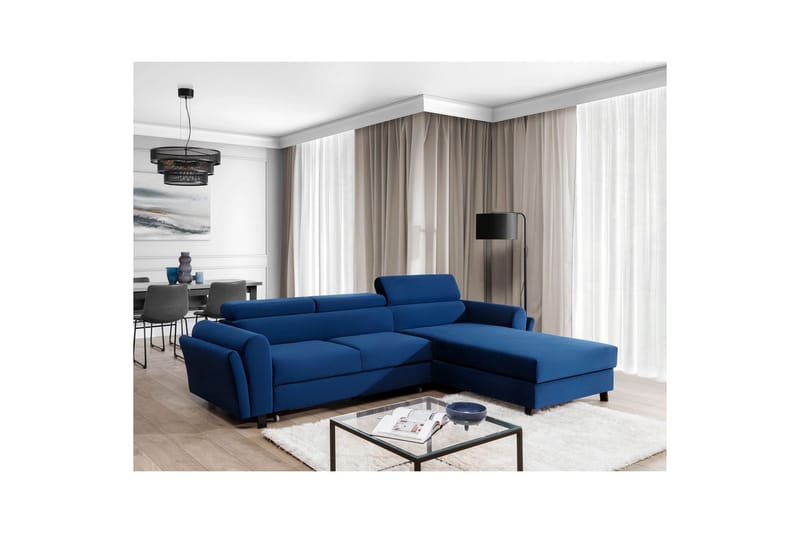 Sofa med chaiselong Eltap Mariall 288x200x92 cm - Riviera 81, Blå, Højre - Møbler - Sofaer - Sovesofaer