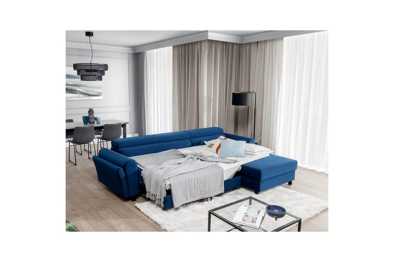 Sofa med chaiselong Eltap Mariall 288x200x92 cm - Riviera 81, Blå, Højre - Møbler - Sofaer - Sovesofaer