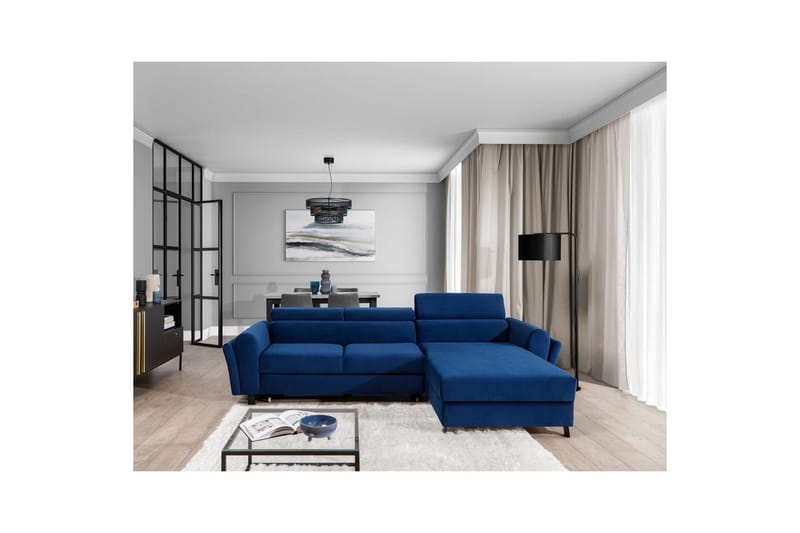 Sofa med chaiselong Eltap Mariall 288x200x92 cm - Riviera 81, Blå, Højre - Møbler - Sofaer - Sovesofaer