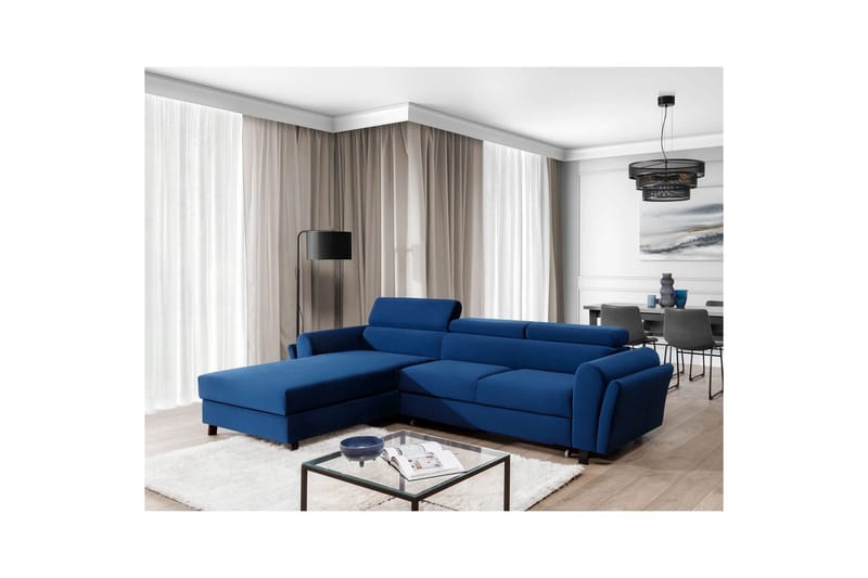 Sofa med chaiselong Eltap Mariall 288x200x92 cm - Riviera 81, Blå, Venstre - Møbler - Sofaer - Sovesofaer