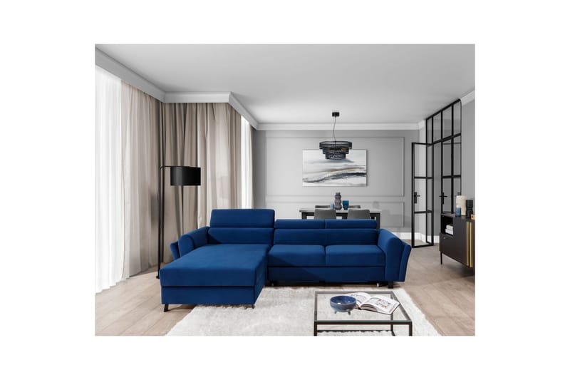 Sofa med chaiselong Eltap Mariall 288x200x92 cm - Riviera 81, Blå, Venstre - Møbler - Sofaer - Sovesofaer