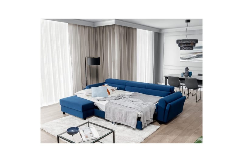 Sofa med chaiselong Eltap Mariall 288x200x92 cm - Riviera 81, Blå, Venstre - Møbler - Sofaer - Sovesofaer
