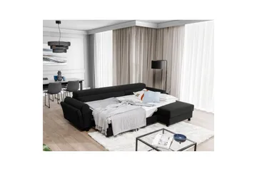 Sofa med chaiselong Eltap Mariall 288x200x92 cm - Sawana 14, Sort, Højre - Møbler - Sofaer - Sovesofaer