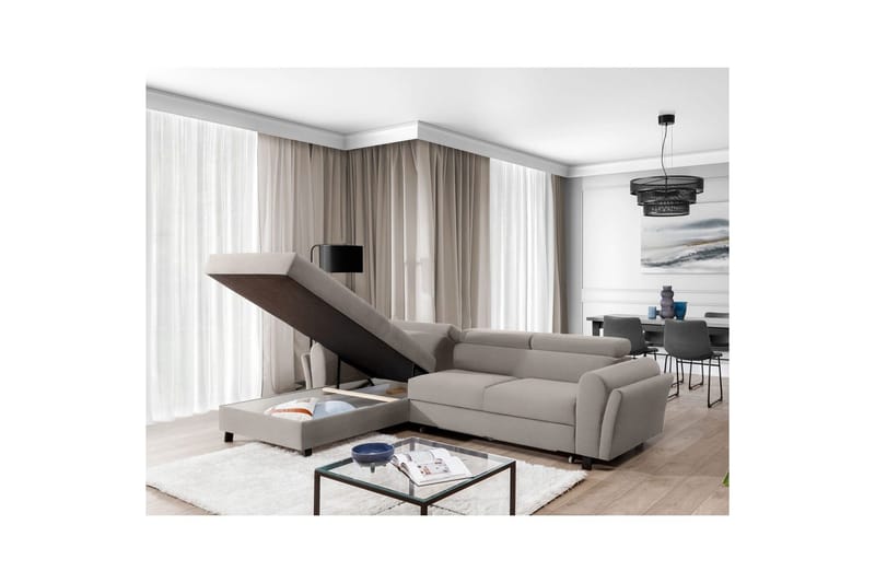 Sofa med chaiselong Eltap Mariall 288x200x92 cm - Paros 02, Beige, Venstre - Møbler - Sofaer - Sovesofaer