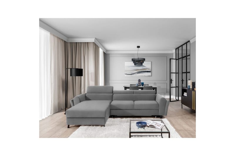 Sofa med chaiselong Eltap Mariall 288x200x92 cm - Paros 05, Lysegrå, Venstre - Møbler - Sofaer - Sovesofaer