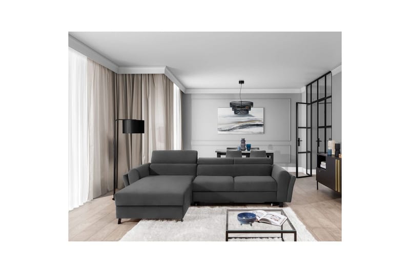 Sofa med chaiselong Eltap Mariall 288x200x92 cm - Paros 06, Grå, Venstre - Møbler - Sofaer - Sovesofaer