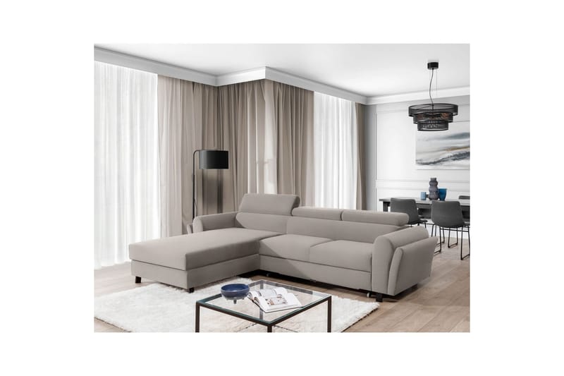 Sofa med chaiselong Eltap Mariall 288x200x92 cm - Paros 02, Beige, Venstre - Møbler - Sofaer - Sovesofaer
