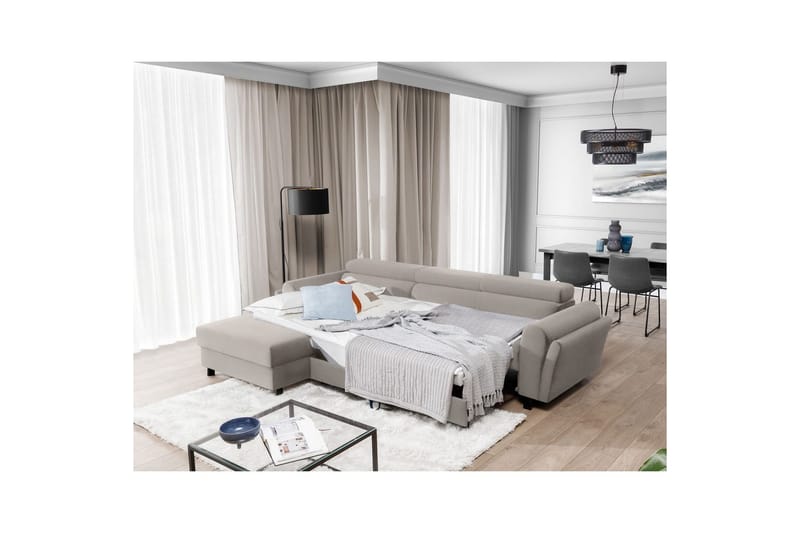 Sofa med chaiselong Eltap Mariall 288x200x92 cm - Paros 02, Beige, Venstre - Møbler - Sofaer - Sovesofaer