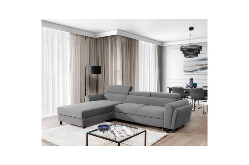 Sofa med chaiselong Eltap Mariall 288x200x92 cm - Paros 05, Lysegrå, Venstre - Møbler - Sofaer - Sovesofaer