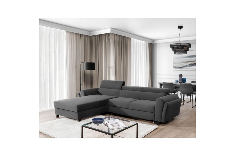 Sofa med chaiselong Eltap Mariall 288x200x92 cm - Paros 06, Grå, Venstre - Møbler - Sofaer - Sovesofaer