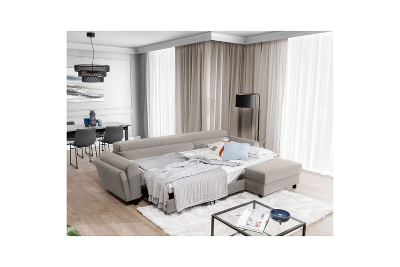 Sofa med chaiselong Eltap Mariall 288x200x92 cm - Paros 02, Beige, Højre - Møbler - Sofaer - Sovesofaer