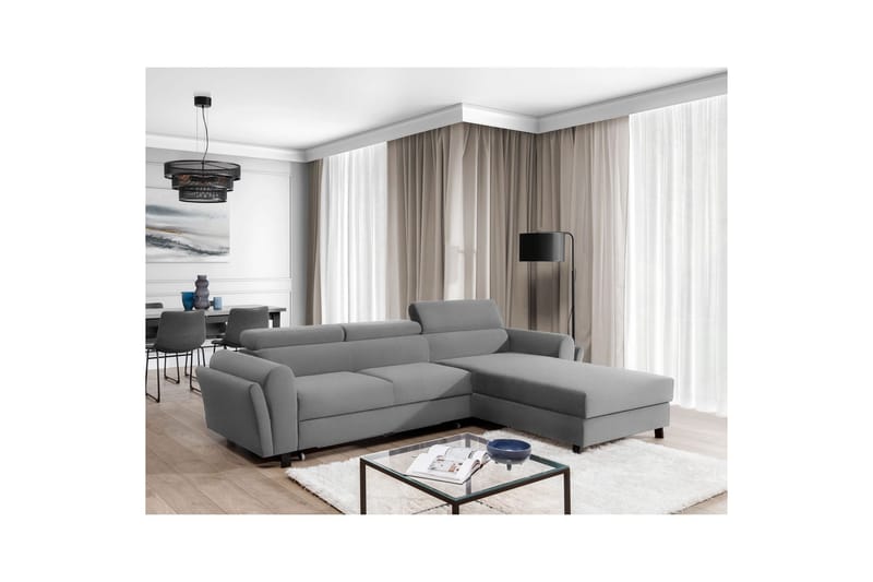 Sofa med chaiselong Eltap Mariall 288x200x92 cm - Paros 05, Lysegrå, Højre - Møbler - Sofaer - Sovesofaer