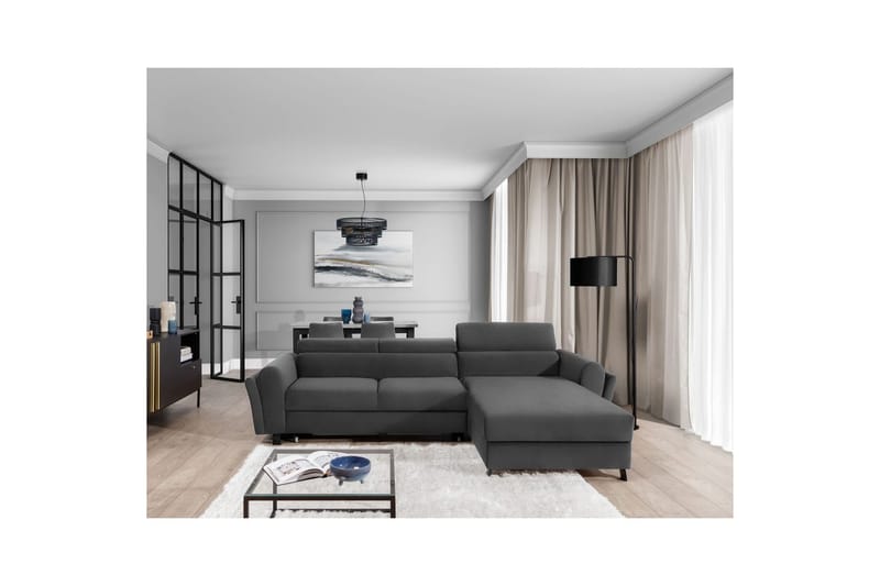 Sofa med chaiselong Eltap Mariall 288x200x92 cm - Paros 06, Grå, Højre - Møbler - Sofaer - Sovesofaer