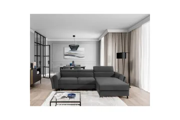 Sofa med chaiselong Eltap Mariall 288x200x92 cm - Paros 06, Grå, Højre - Møbler - Sofaer - Sovesofaer