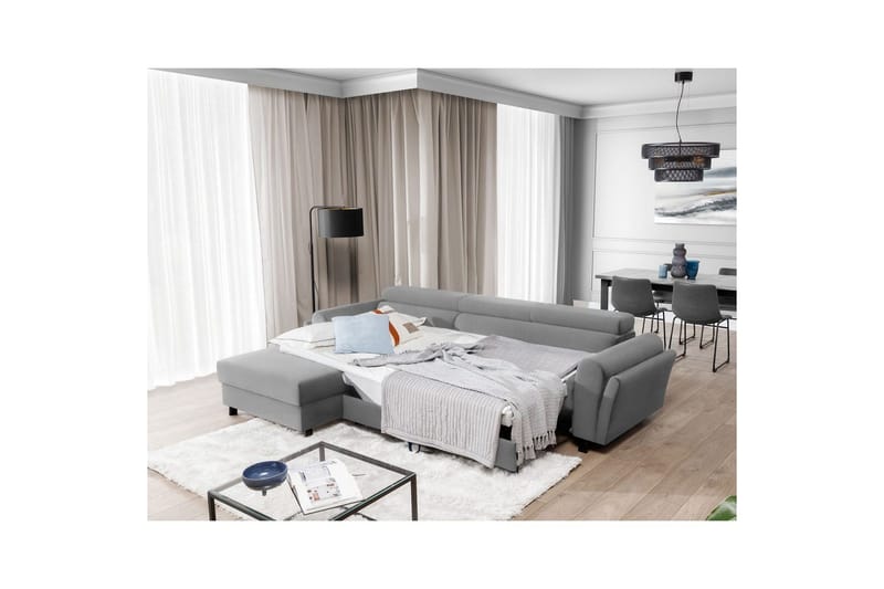 Sofa med chaiselong Eltap Mariall 288x200x92 cm - Paros 05, Lysegrå, Venstre - Møbler - Sofaer - Sovesofaer