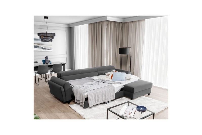 Sofa med chaiselong Eltap Mariall 288x200x92 cm - Paros 06, Grå, Højre - Møbler - Sofaer - Sovesofaer