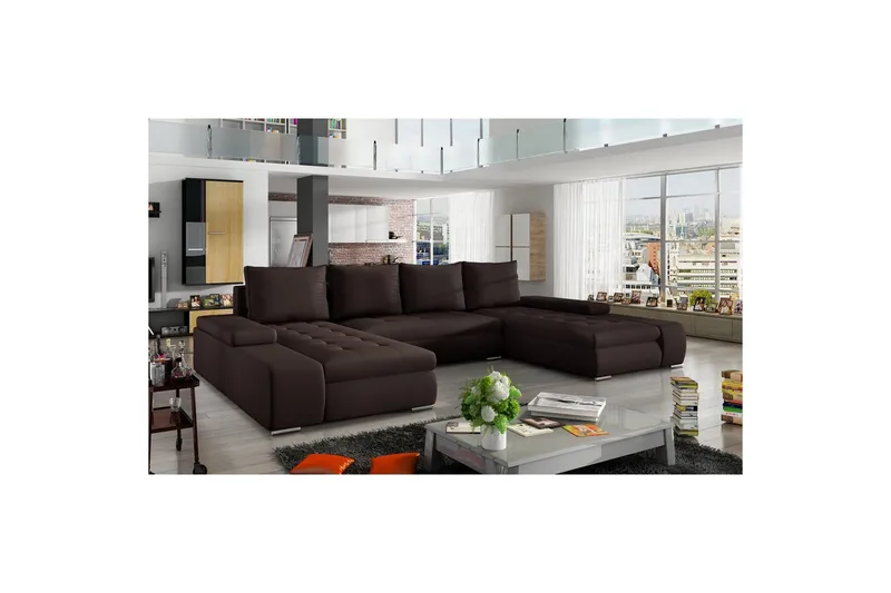 Sofa med chaiselong Eltap Marino 363x200x88 cm, Soft 66, Mørk Brun