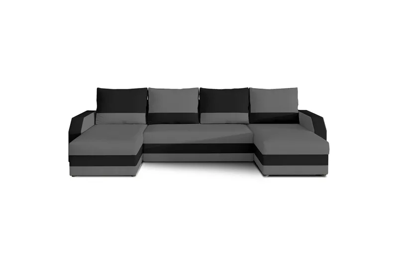 Sofa med chaiselong Eltap Marion 312x143x88 cm, Alova 36, Alova 04, Grå, Sort