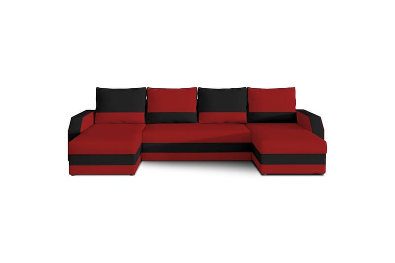 Sofa med chaiselong Eltap Marion 312x143x88 cm, Alova 46, Alova 04, Rød, Sort