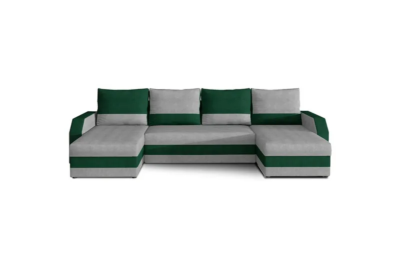 Sofa med chaiselong Eltap Marion 312x143x88 cm - Paros 05, Kronos 19, Lysegrå, Mørkegrøn - Møbler - Sofaer - Sovesofaer