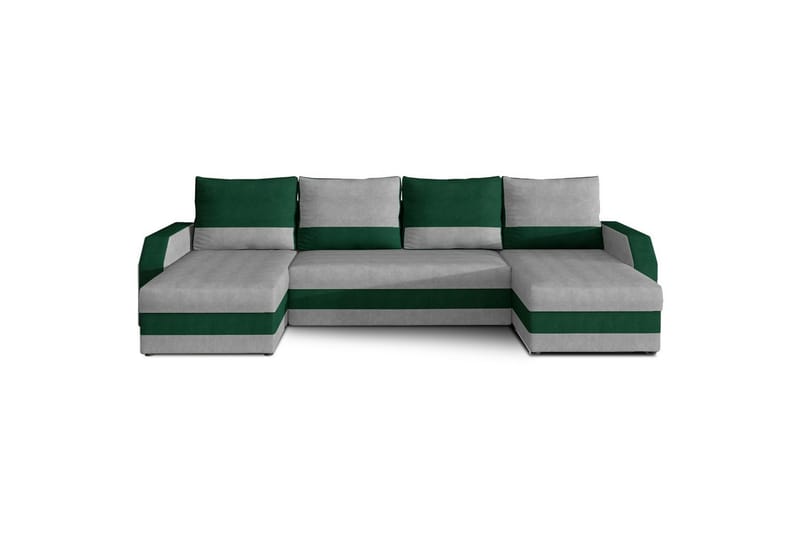 Sofa med chaiselong Eltap Marion 312x143x88 cm, Paros 05, Kronos 19, Lysegrå, Mørkegrøn