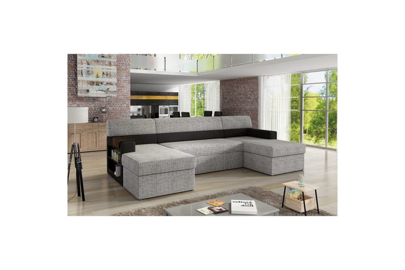 Sofa med chaiselong Eltap Markos 310x159x90 cm, Berlin 01, Soft 11, Grå, Sort, Venstre