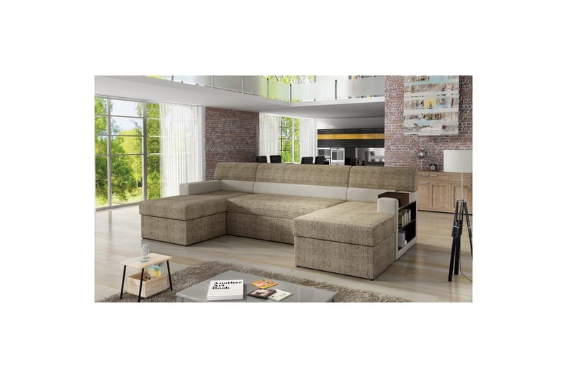 Sofa med chaiselong Eltap Markos 310x159x90 cm - Berlin 03, Blød 33, Beige, Højre - Møbler - Sofaer - Sovesofaer