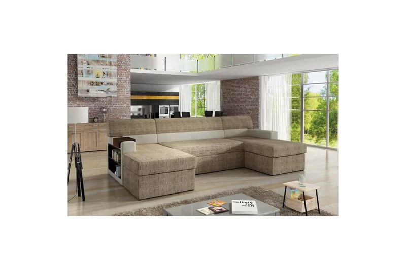 Sofa med chaiselong Eltap Markos 310x159x90 cm - Berlin 03, Blød 33, Beige, Venstre - Møbler - Sofaer - Sovesofaer