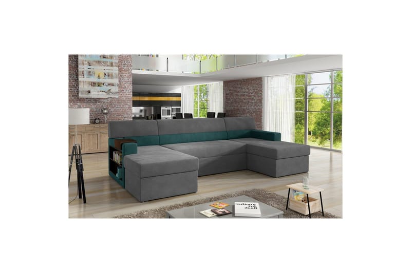 Sofa med chaiselong Eltap Markos 310x159x90 cm - Mat Velvet 85, Mat Velvet 75, Grå, Grøn, Venstre - Møbler - Sofaer - Sovesofaer