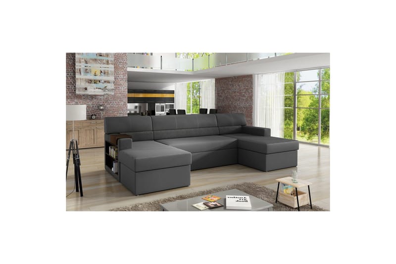 Sofa med chaiselong Eltap Markos 310x159x90 cm - Soft 29, Dora 96, Grå, Sort, Venstre - Møbler - Sofaer - Sovesofaer