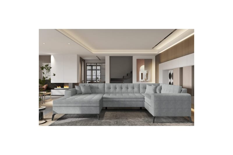 Sofa med chaiselong Eltap Montez 340x180x93 cm, Gojo 4, Grå, Venstre