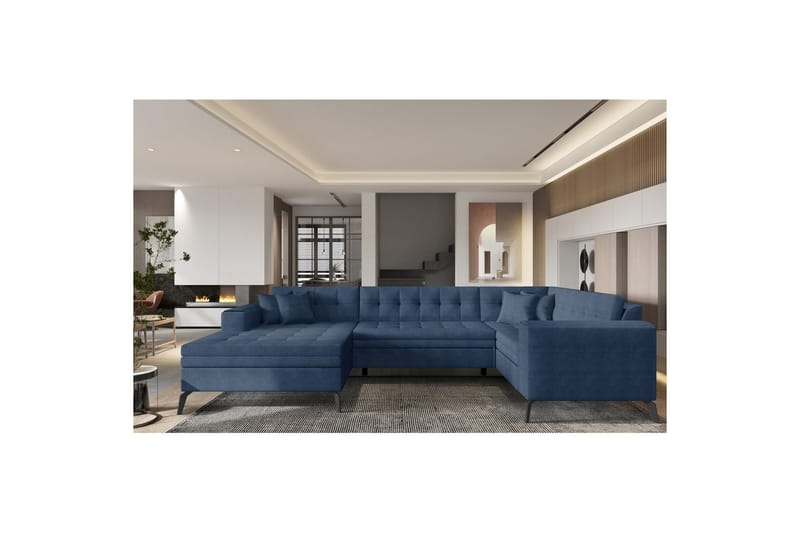 Sofa med chaiselong Eltap Montez 340x180x93 cm - Gojo 40, Blå, Venstre - Møbler - Sofaer - Sovesofaer